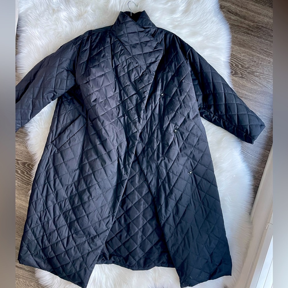 H&M Oversized Black Long Quilted Coat